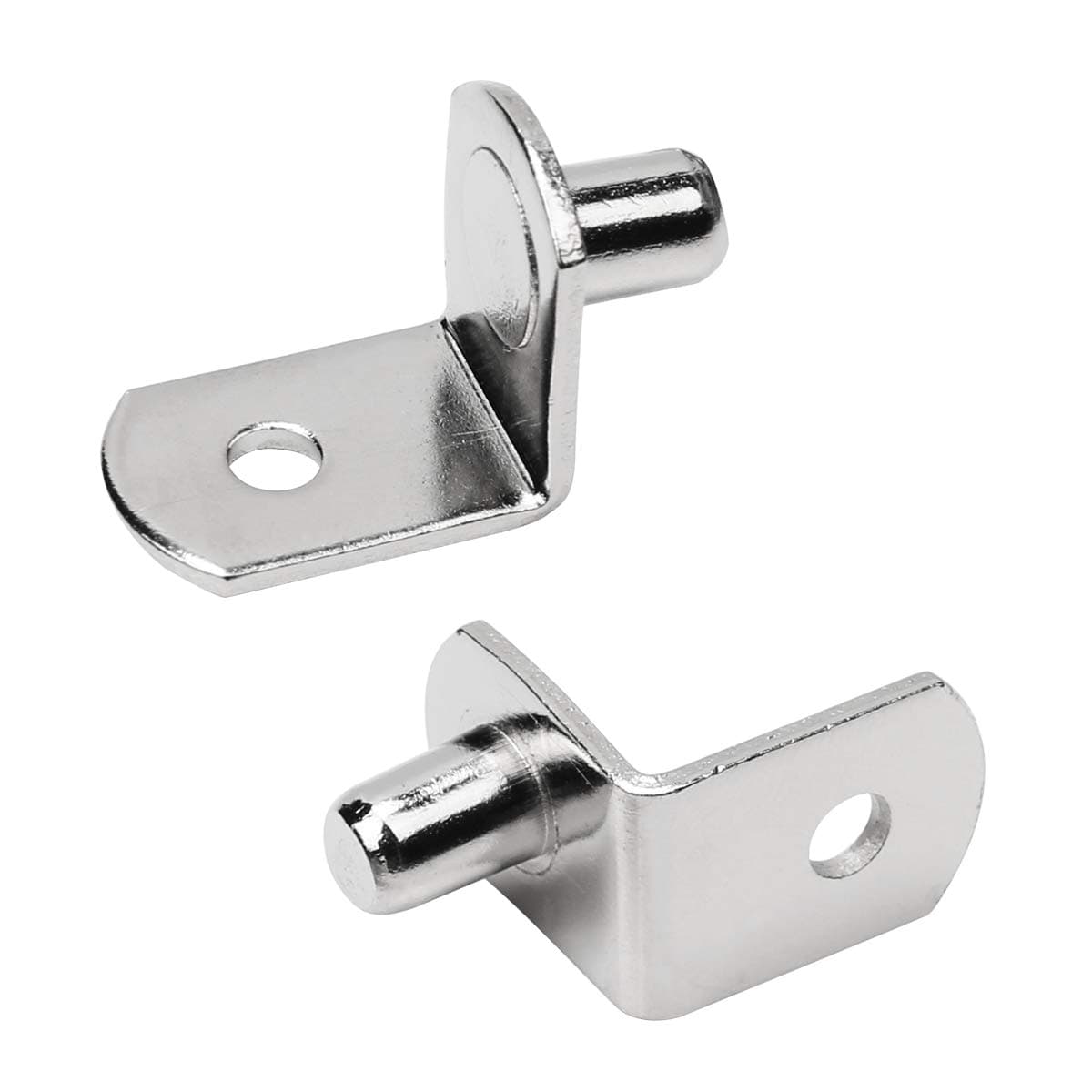 6mm L-Shaped Support Shelf Bracket Pegs with Hole, Polished Nickel Steel Shelf Support Pegs for Kitchen & Bookcase