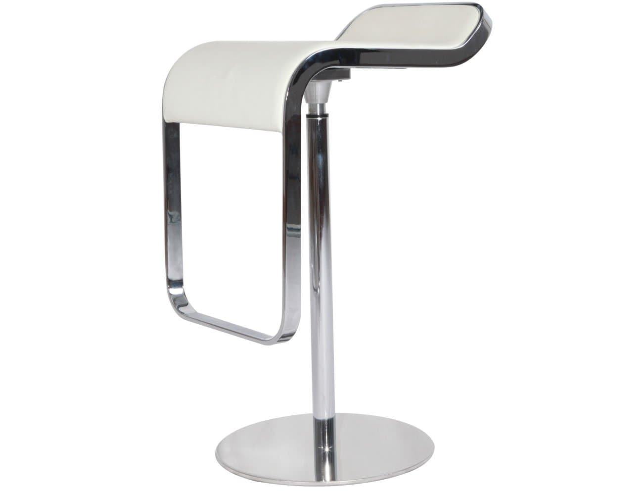 MCM HOME DECO Piston Bar Stool in Genuine Leather,Adjustable, White