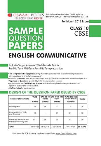 Oswaal CBSE Sample Question Papers Class 10 English Communicative Paperback