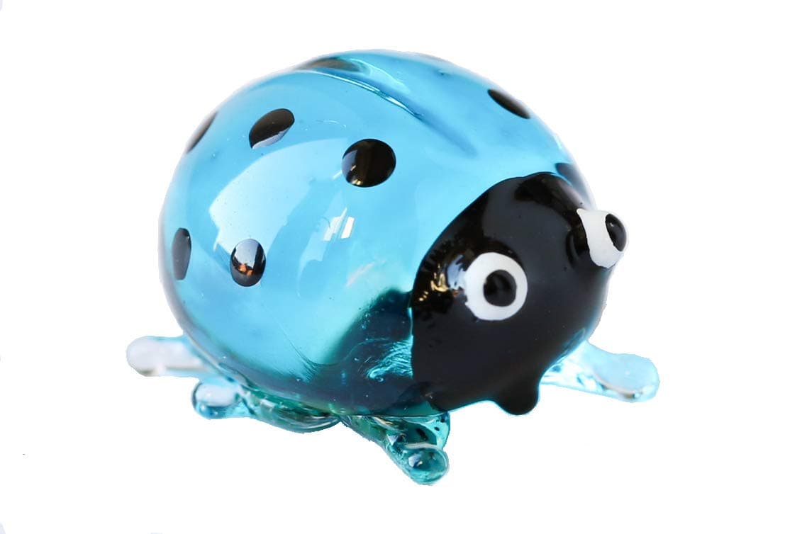 redchocol8(R Tiny Mini Glass Ladybirds Turquoise Quality Mini Small Gloss Deco Pot Ornament Garden Ladybug Terrariums