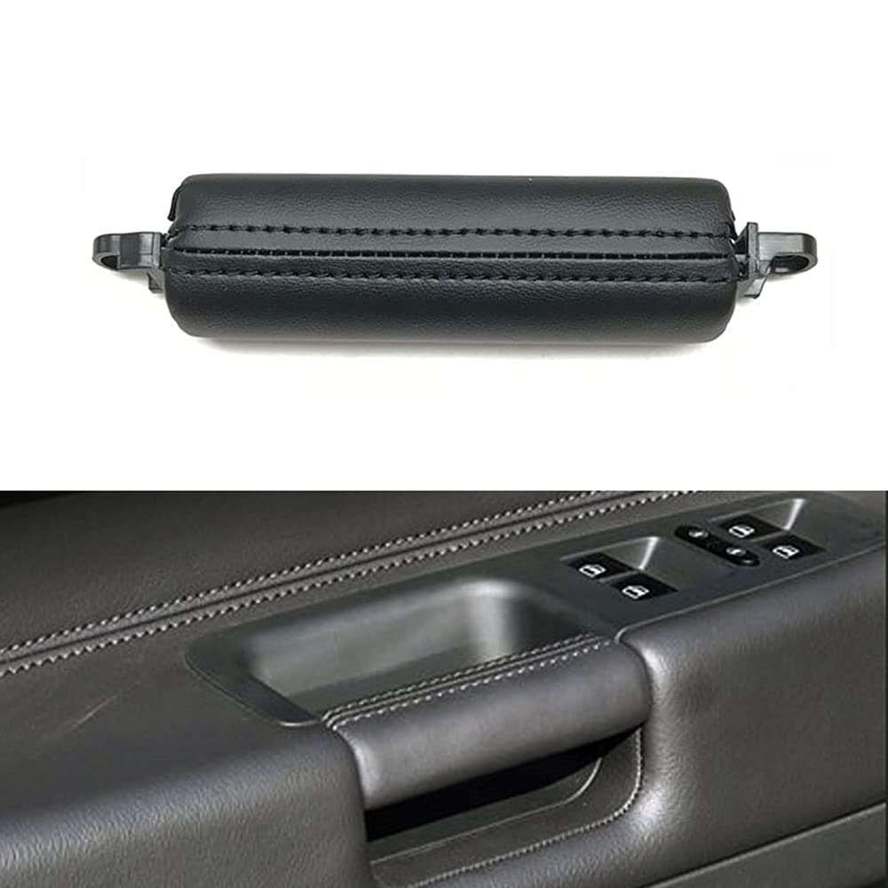 Upgraded Interior Car Leather Front Left Door Handle Replacement for Volkswagen Touareg 2003-2010 (Black)