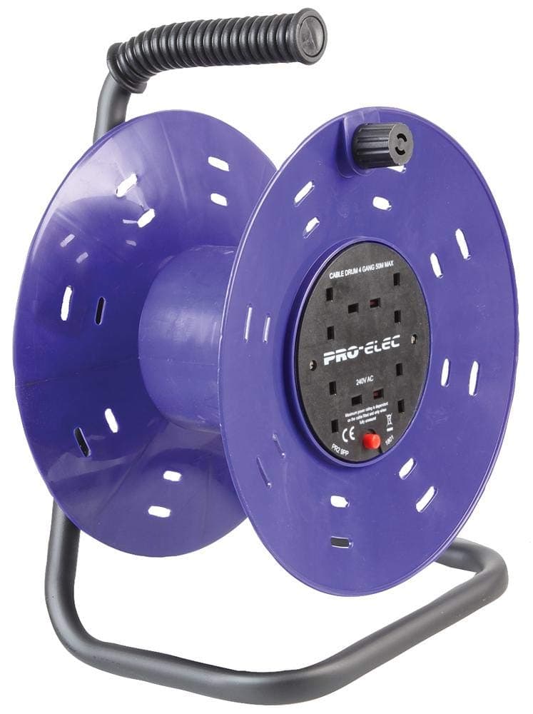 Pro Elec PEL00901 4-Gang Plastic E MPty Cable Reel Dru m, 50 m