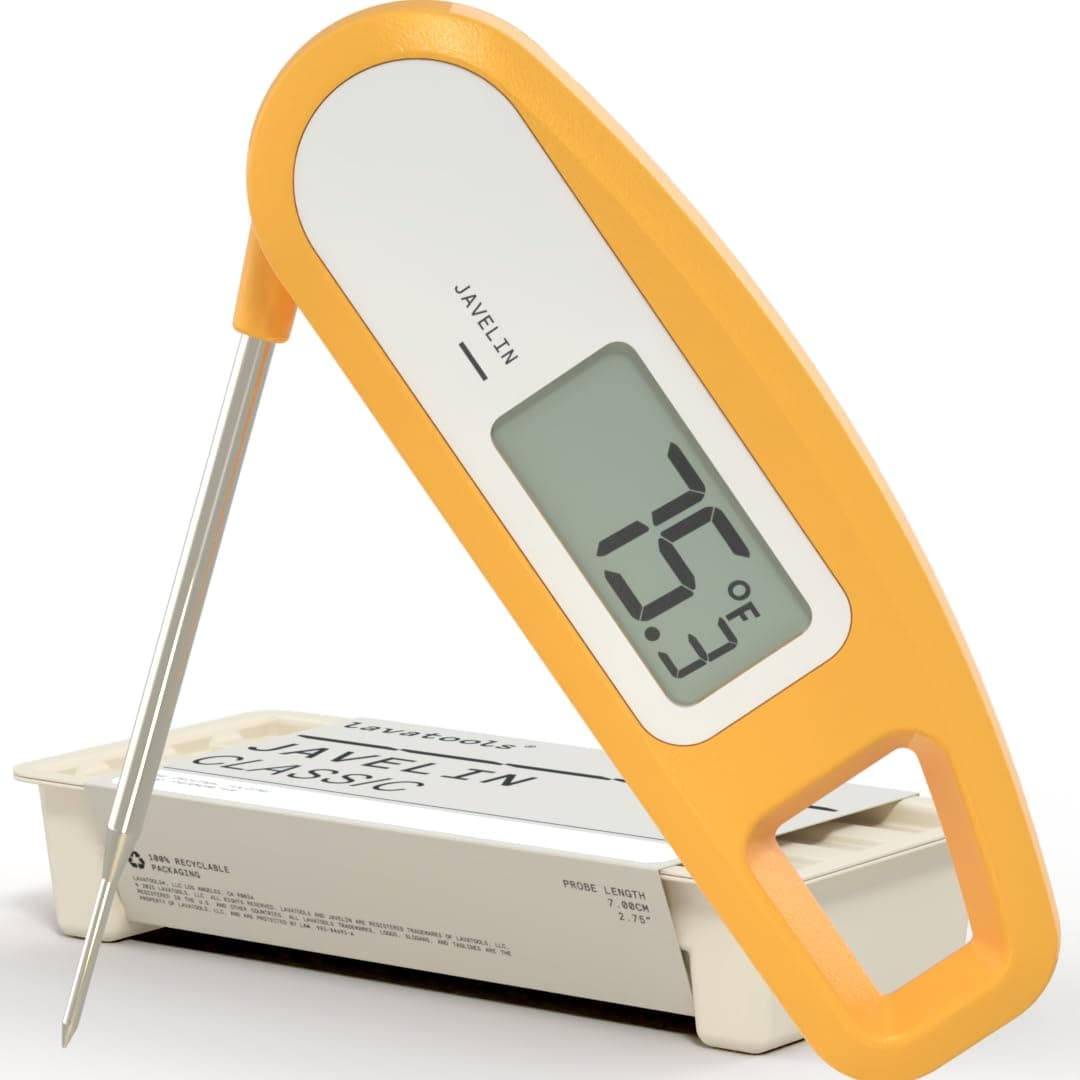 Lavatools Javelin® Ultra-Fast 3-Second Digital Instant Read Meat Thermometer for Grill and Cooking, 2.75" Probe, Compact Foldable Design, Large Display, IP65 Water Resistant, NSF Certified – Butter