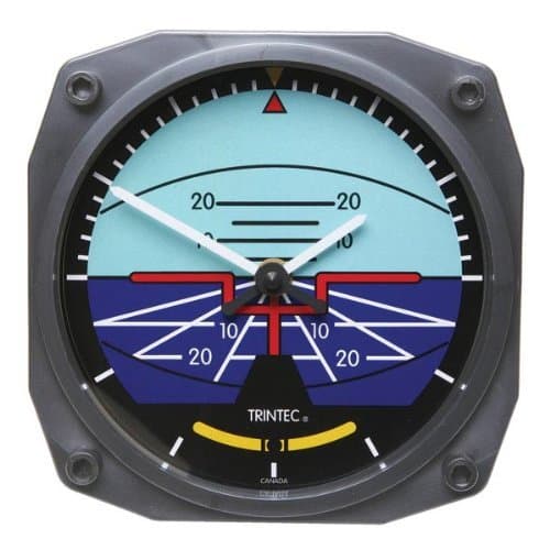 Artificial Horizon Clock 6.5" Square Novelty Aviation