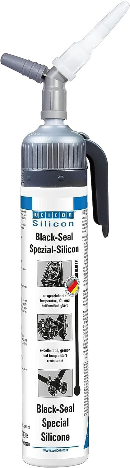 Black-Seal | 200 ml | Presspack Silicone Adhesive Sealing Compound for Bonding Sealing of Pump Tanks Motor Gearbox and much more Pressure- Heat Resistant Black | Grey