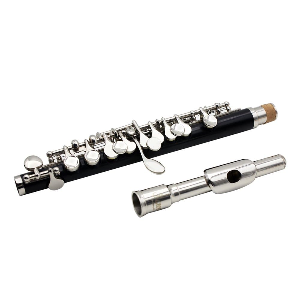 Piccolo Ottavino Half-size Flute Cupronickel Silver Plated C Key Tone with Polish Cloth Cleaning Stick Padded Box Case Screwdriver