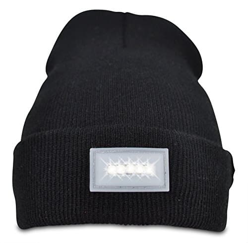 Wanderum Premium Quality 5-LED Light Beanie Hat - Long Lasting Battery - Unisex - One Size Fits All - Headlamp for Camping, Running, Fishing, Hiking, or Any Outdoor Activities!