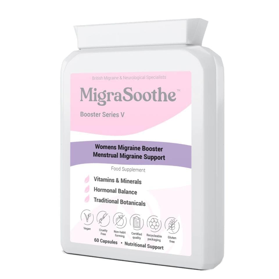 – Booster Series V - Advanced Menstrual Migraine Support Formula with Essential Vitamins, Minerals & Botanicals - Promotes Hormonal Balance & Wellness Vegan Friendly, UK Made, 60 Caps