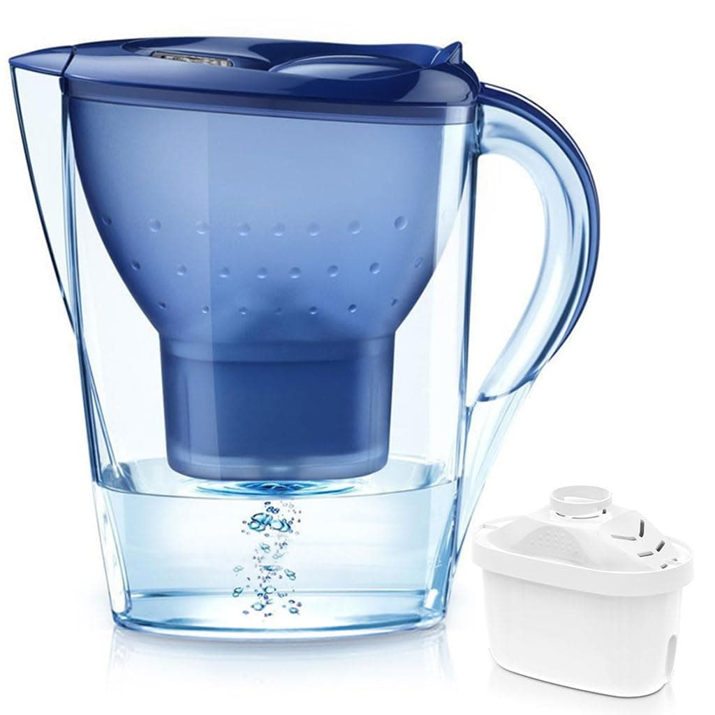3.5L Water Filter Pitcher Lead, Chlorine, Microplastics Filter, 2-in-1 Powerful, Lasts 2 Months or 40 Gallons, Water Purifier Accessories, White