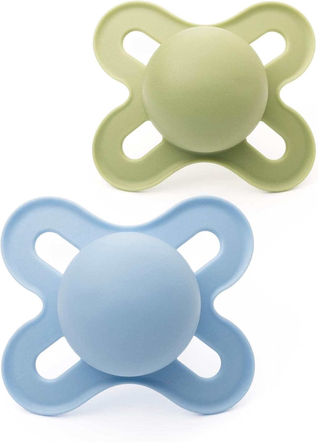 MAM Original Start Soothers | 0-2 Months | 2 Pack | Newborn Dummies | Comes in Dummy Steriliser Case | Sustainable Materials | Baby Accessories for Newborn | Blue/Green (Various Designs)