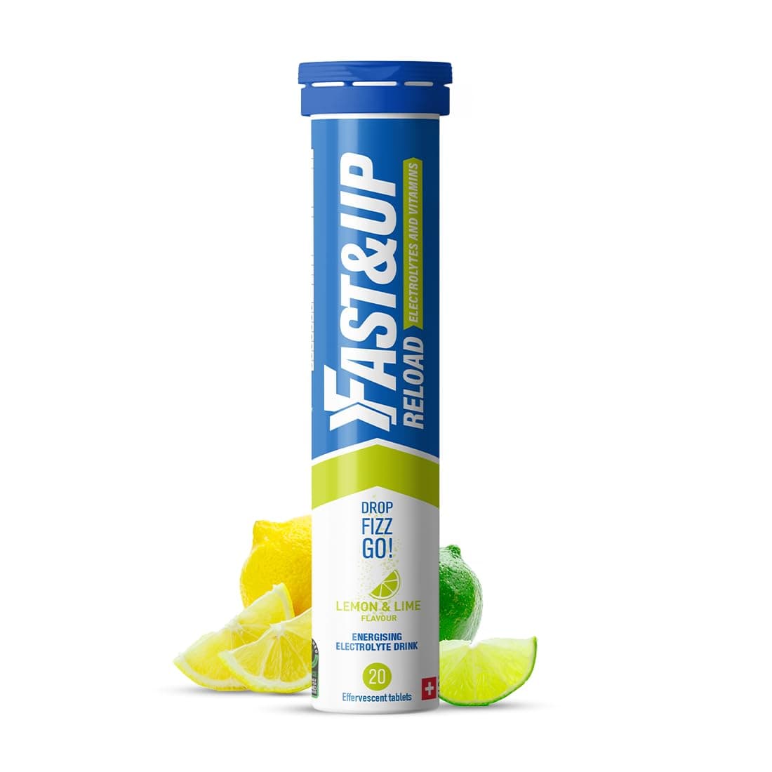 Reload - Energising Electrolyte Drink - Lemon & Lime Flavour - 20 Effervescent Hydration Tablets - Added Vitamin C & B12 - Vegan