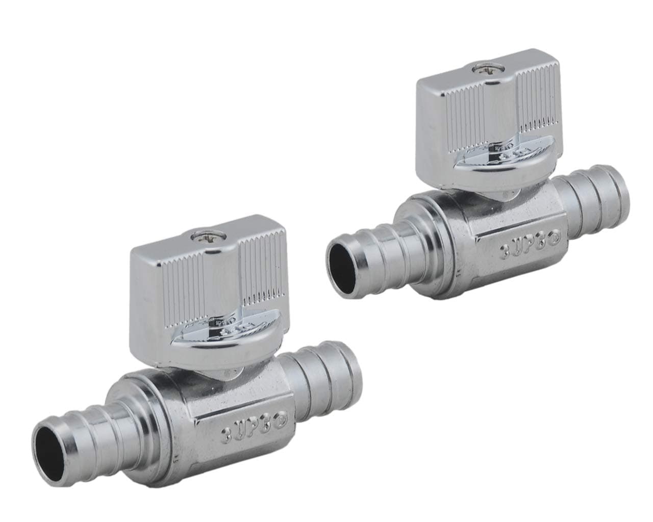 Grneric PEX Straight Stop Valve, 1/2-in x 1/2-in PEX 1/4 Quarter Turn LF Brass Chrome Plated Shut off Valve for Faucet or Toilet Installation (2-Pack)