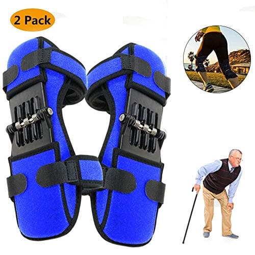 Spring Knee Pad Rebounds Boost, Knee Protection Boost Old Cold Leg Knee Band Mountaineering Deep Care Joint Support Knee Pads Powerful Rebounds Spring Force (2 Pcs Blue)