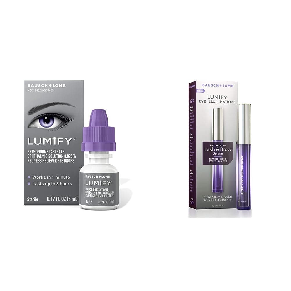 Redness Reliever Eye Drops 0.17 Fl Oz (5 mL) with Eye Illuminations Nourishing Lash & Brow Serum