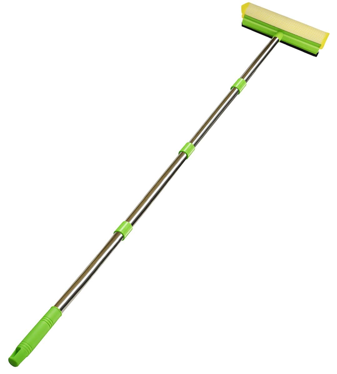 ITTAHO Window Cleaner Squeegee 2 in 1 Sponge Squeegee with 148CM 4 Sections Extension Pole for Car Window Cleaner Bathroom Home Shower Auto (Extension Pole can Unlimitedly Lengthened)