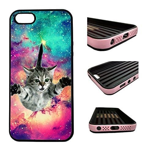 CorpCase iPhone SE / 5 / 5S / 5SE Case - Hipster Flying Cat Space Galaxy / Hybrid ULTRA Protective iphone 5/5S/5SE Case With Great Style - Features Unique 2-in-1 Hybrid protection with TPU+Plastic
