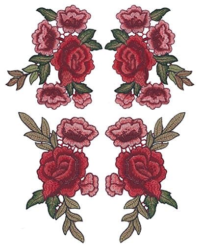 Comfun 14 Pack Red Rose Flowers Patch Embroidered Floral Applique Sew on Patches for Jeans Shirts Dress (14 Pack)