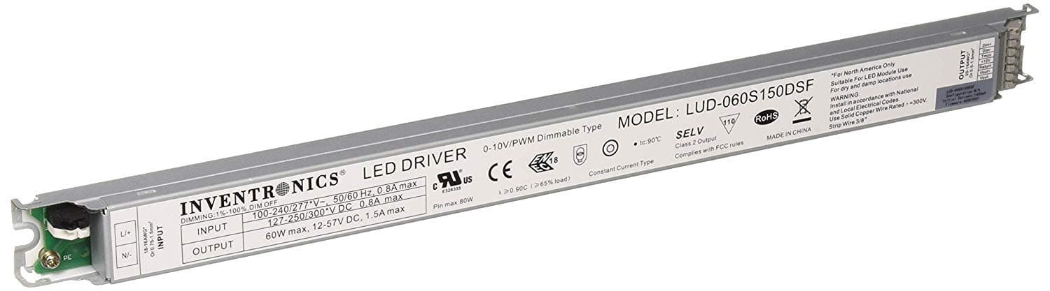12Vdc - 57Vdc Inventronics 60W 1500mA Constant Current LED Driver Power Supply - LUD-060S150DSF