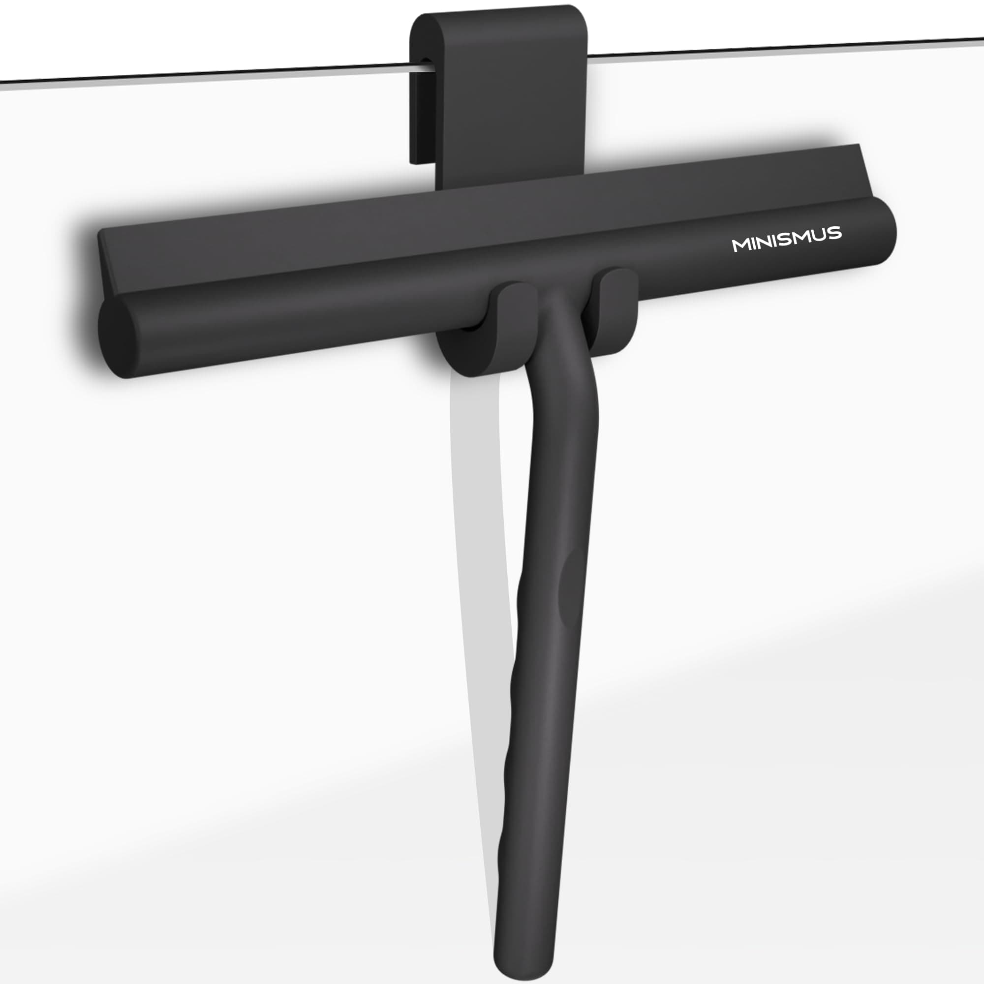 Shower Squeegee with Hook - Silicone Window Wiper - Shower Squeegee for Glass Doors - Glass Squeegee Bathroom Shower - Window Squeege (8.25 Inches, Black)