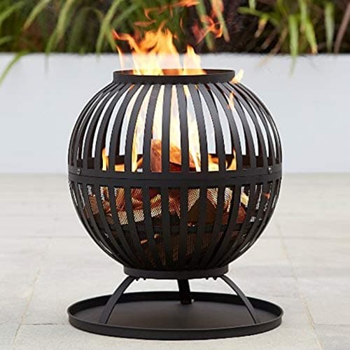 Expert Grill Large Lantern Style Globe Fire Pit (Wood or Charcoal, Basket Log Burner Garden Heater, Chimenea Patio Wood Chiminea Tall)