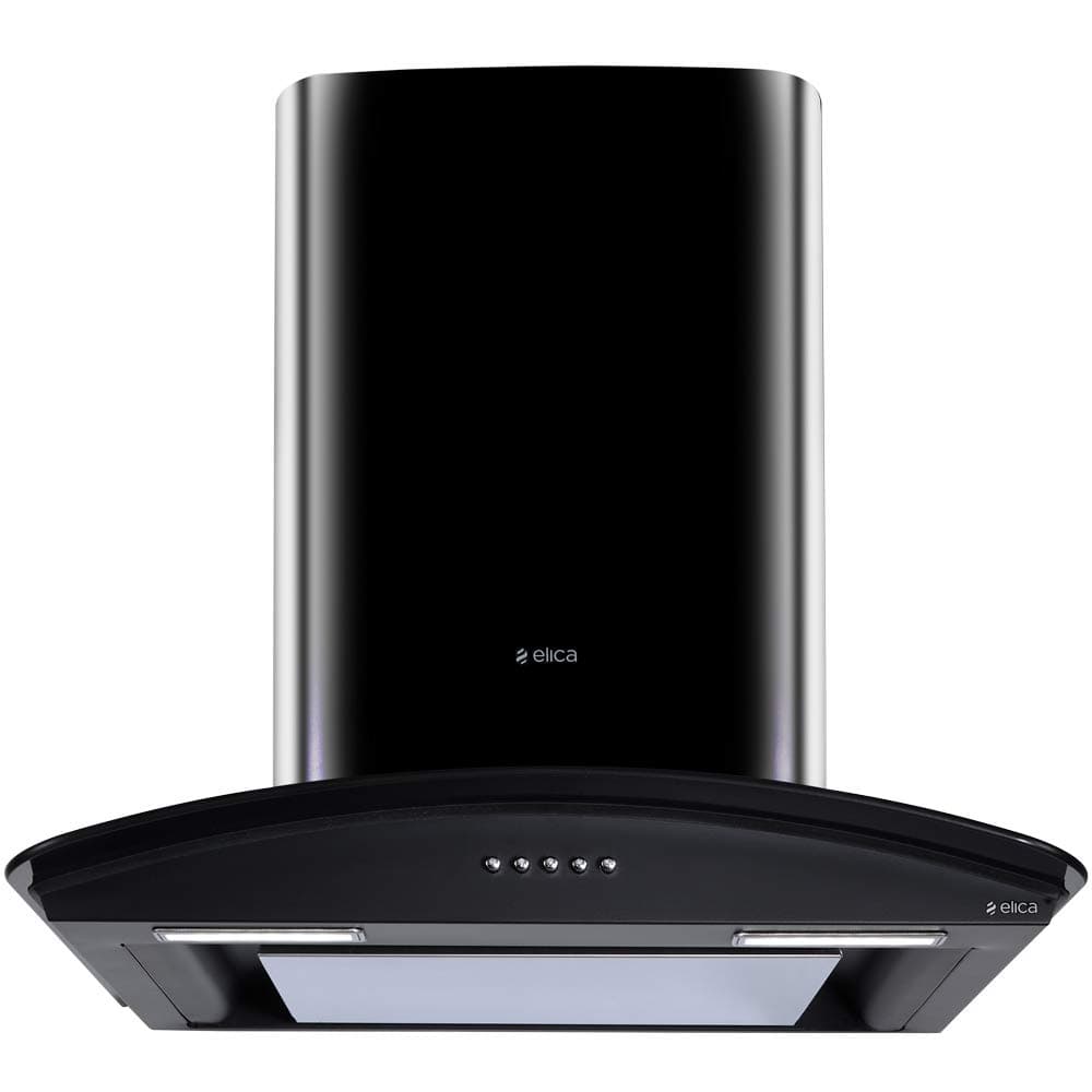 Elica Deep Silent Kitchen Chimney with EDS3 Technology (Glace EDS HE LTW 60 BK NERO PB LED, 1 3D Filter, Push Button Control, Black)