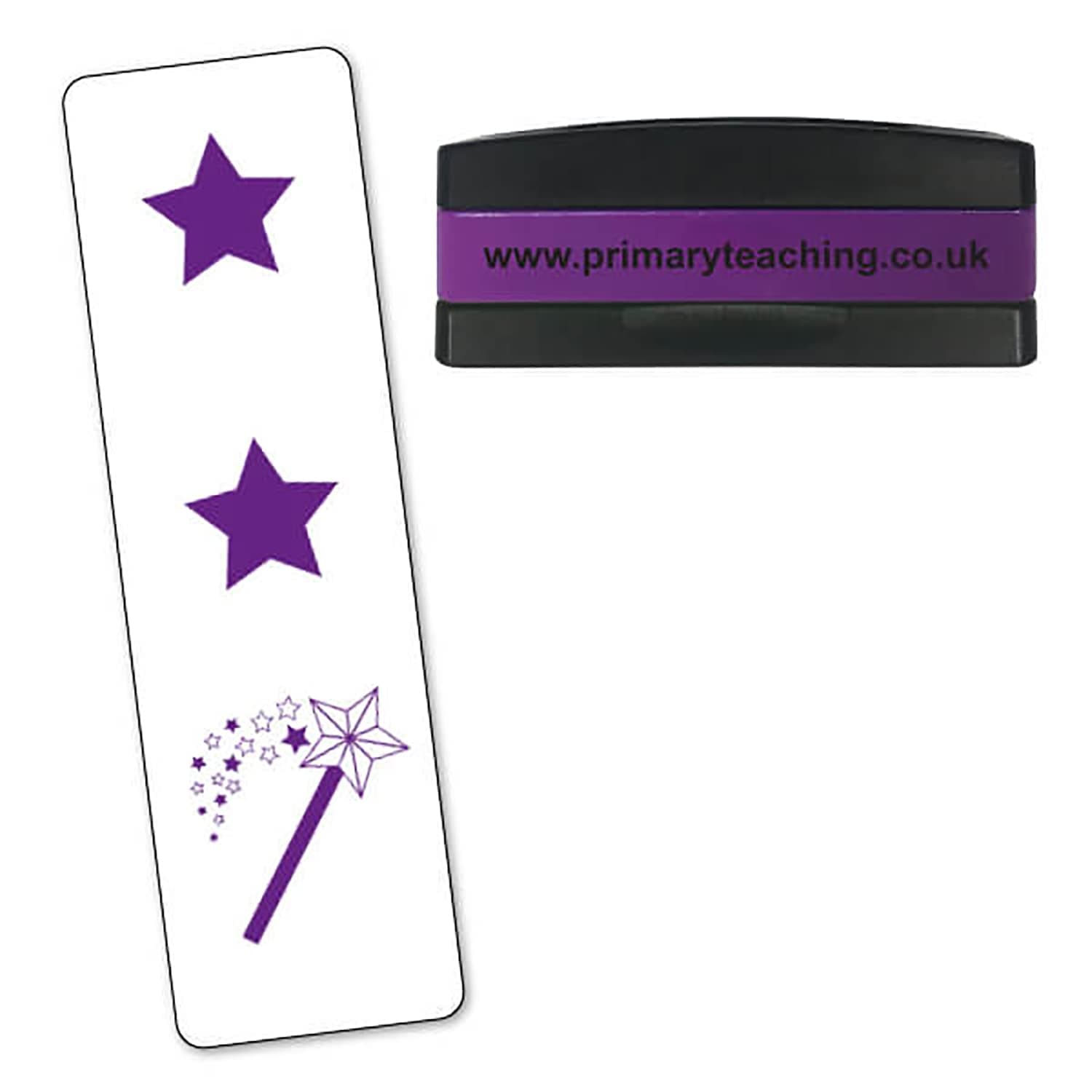 Primary Teaching Services Ltd 2 Stars And A Wish Pre-Inked Purple School Marking Stamper -