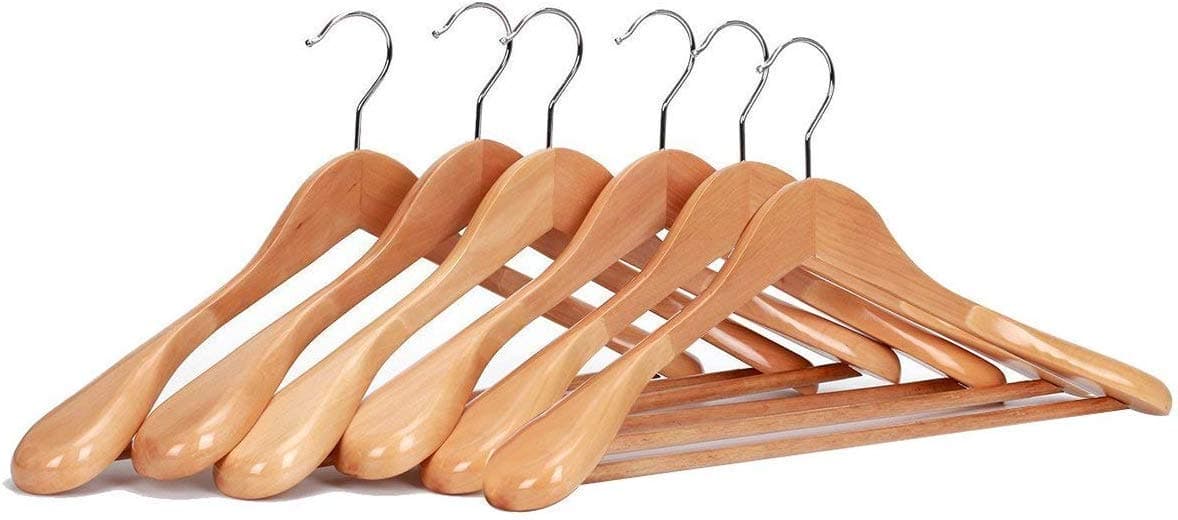 SAJANI Hanger Multi Functional Solid Wooden Suit Hangers, Coat Hangers,Suit Hanger,Jacket Hanger,Dress Hanger,Trouser Hanger,Pants Hanger,Blazer Hanger Beige Finish (1 Pieces)