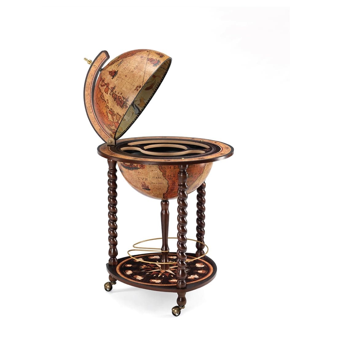 Waypoint Geographic Explora Bar Globe, 16” Diameter Elegant World Globe, Liquor Storage Mini Bar Globe for Home and Office Decor, 36.56" H x 23" W x 16" D, Honey Brown