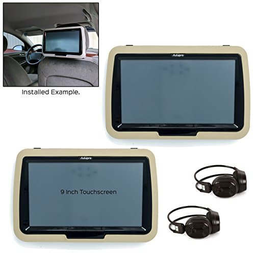Autopro ATP90MT 9" Touchscreen Headrest Post Mount Monitors with DVD Players - Tan