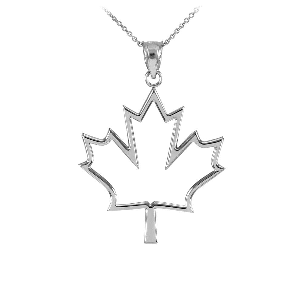 Claddagh Gold 925 Sterling Silver Open Design Maple Leaf Pendant Necklace