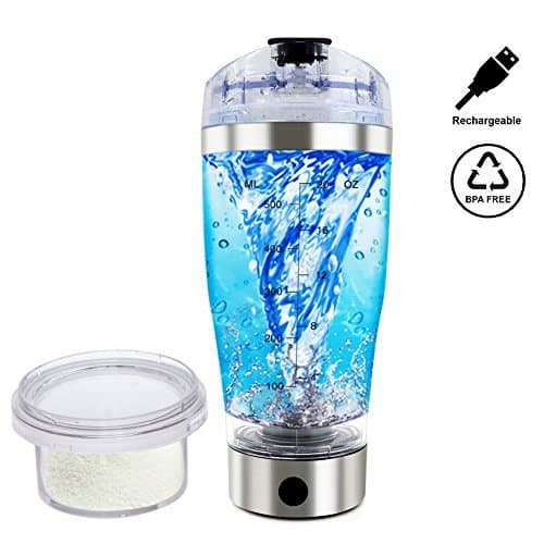Protein Shaker with Storage Compartment,20oz/600ml USB Rechargeable Protein Powder Shaker Bottle,Tornado Mixer Cup,Electric Vortex Blender,Portable Self Stirring Coffee Mug,BPA-Free Automatic Stirrer
