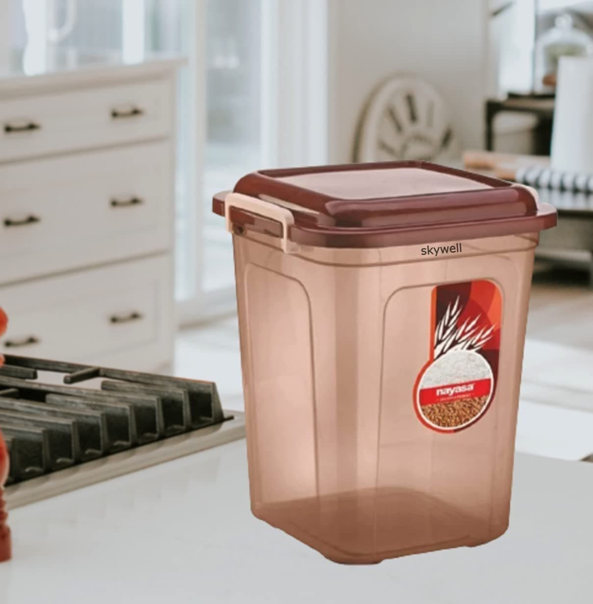 KDK Kitchen Cereal Storage Food, Grain,Rice Storage Container 22.5 Liter Capacity Plastic Material- Multicolor KDK3