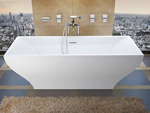 Spa World Venzi Vz3271g Prima Rectangular Soaking Bathtub, 32x71, Center Drain, White