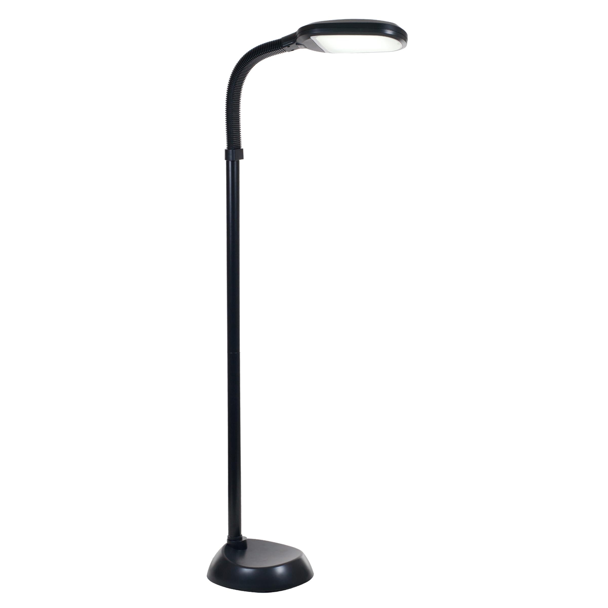 Adjustable LED Floor Lamp with Bendable Neck - Full Spectrum Natural Sunlight LED Lamp for Bedroom and Living Room - Reading, Craft, and Esthetician Light (Black)