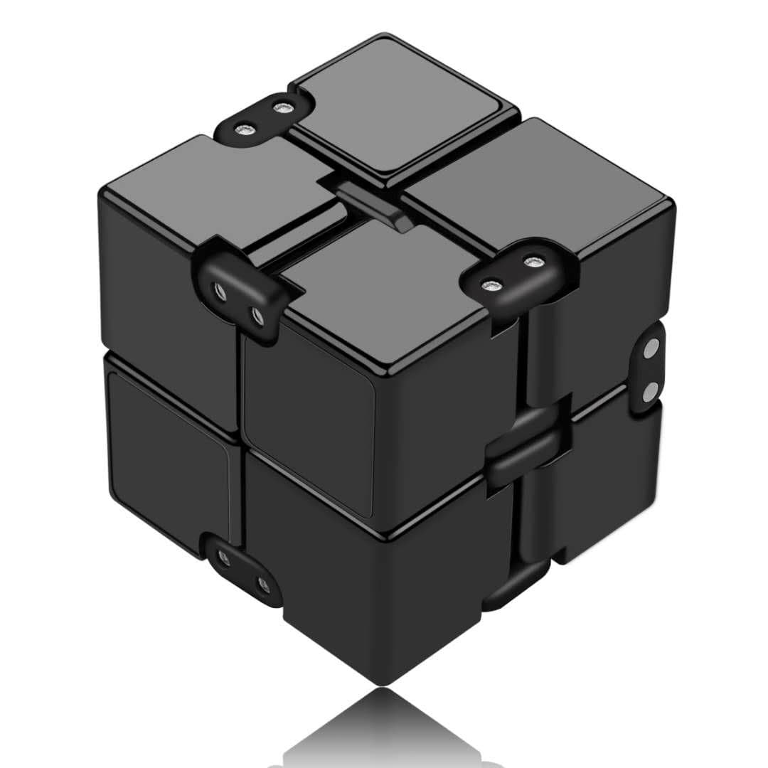 Infinity Cube Fidget Toy Hand Killing Time Fidget Spinner Prime Infinite Cube For ADD, ADHD, Anxiety, and Autism Adult and Children (Black)