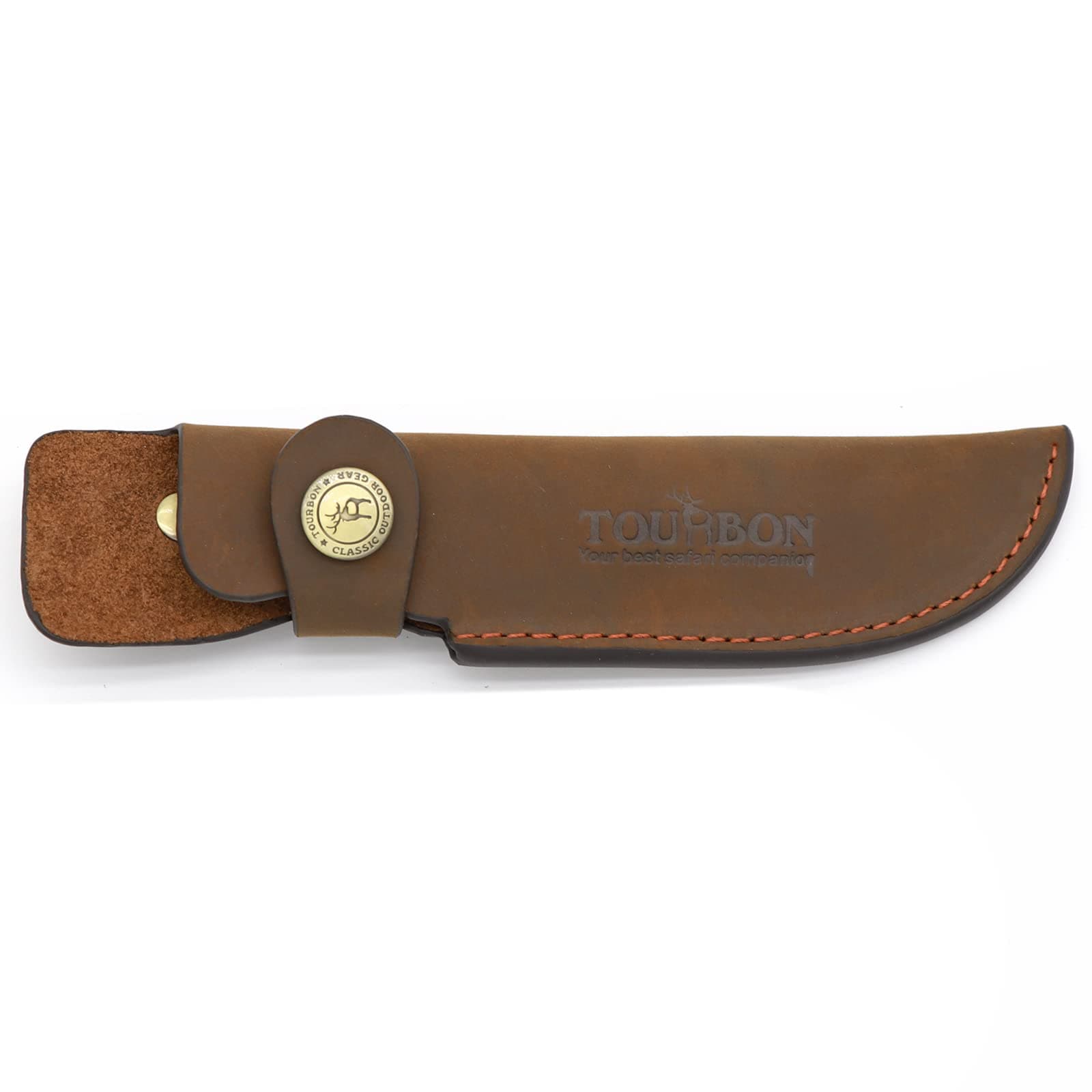 Leather Fixed Blade Knife Sheath with Snap Closure Fits Blades Up to 4-inch (Brown)