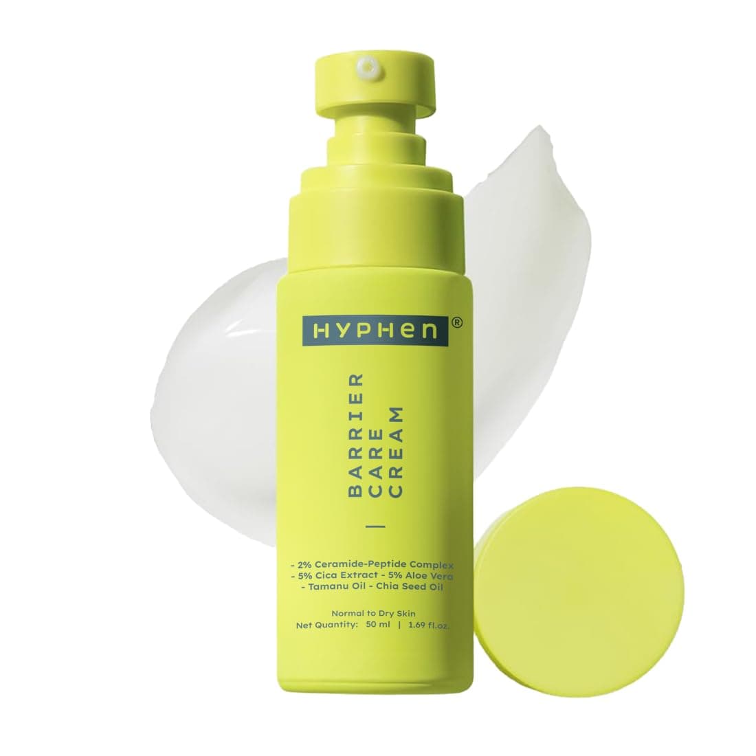 Hyphen 2% Ceramide-Peptide Complex Barrier Repair Face Moisturizer- Normal to Dry Skin | Lightweight Gel Cream, Oil-Free Hydration for dry skin | Non-Comedogenic Non Sticky Cream for Women, Men -50ml