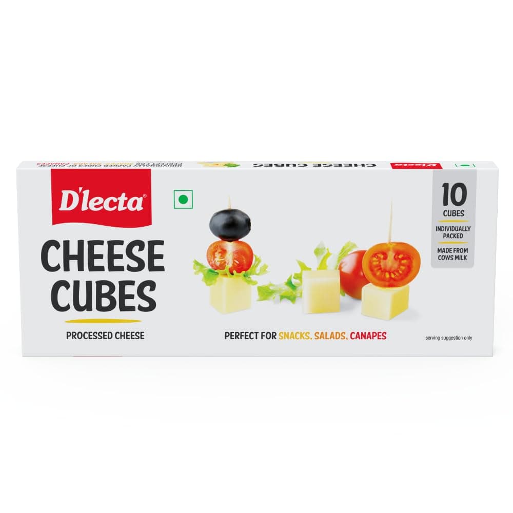 D'lecta Processed Cheese Cubes 200g – Easy Open Pack, 10 Cubes
