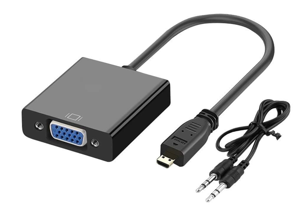 Micro HDMI to VGA Adapter, Active Micro HDMI to VGA Video Converter with 3.5mm Stereo Audio, Micro HDMI to VGA Cable (Male to Female) Compatible with Laptop, Projector, HDTV, Chromebook TD-212TC