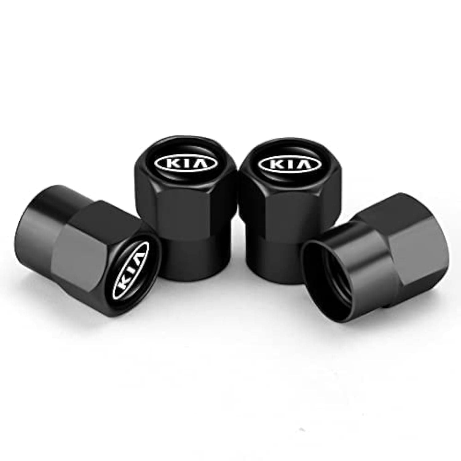 Hisport Replacement for Ki/a Stem Cap 4pcs Universal Car Tire Valve Stem Caps Air Cover Car Accessories Hex 016 Black Stem Cover