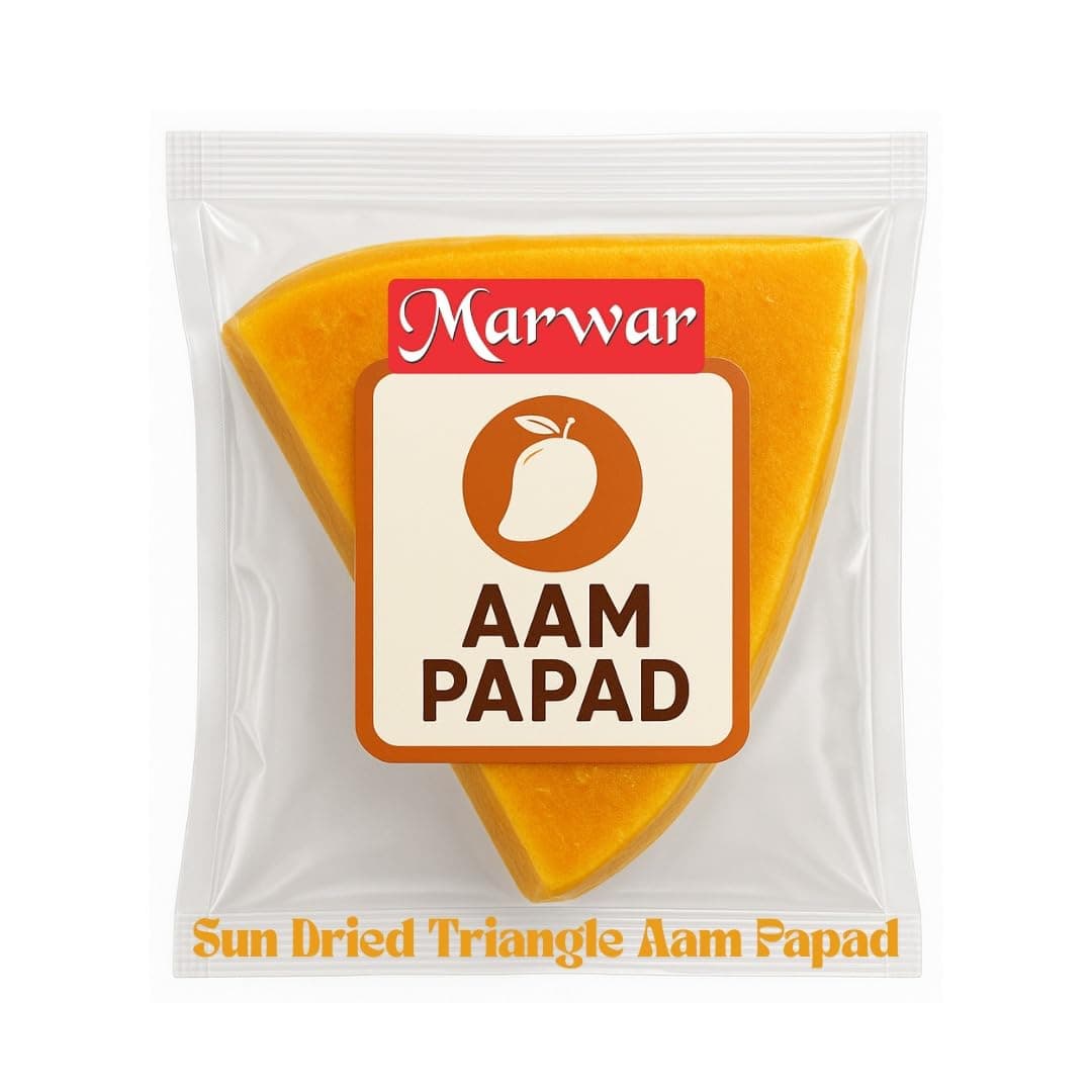 Marwar Aam Papad 400g | Khatta Meetha Papad Slices | Traditional Indian Fruit Bar | Thin Dried Aam Pulp Sweet & Tangy Snack | Ready to Eat Indian Candy