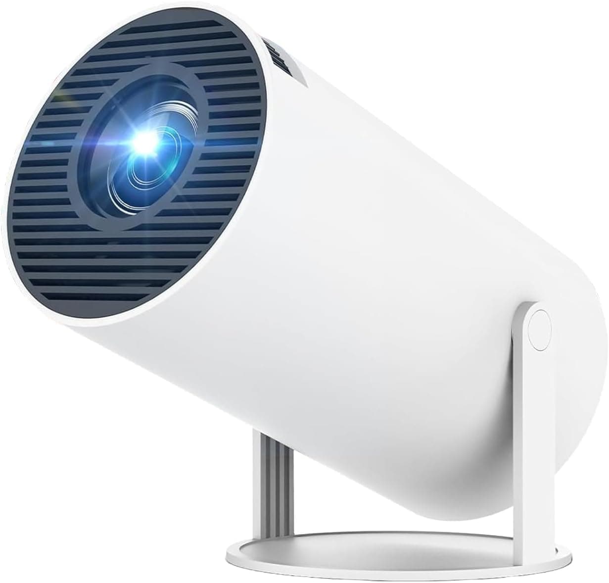 Astarama Mini Projector,Portable Projector,4K/200 ANSI Projector with 2.4/5G WiFi and Bluetooth.Auto Keystone Correction,40"-130" Screen,180° Flip,Android 11.0,Round Design Movie Projector (White)