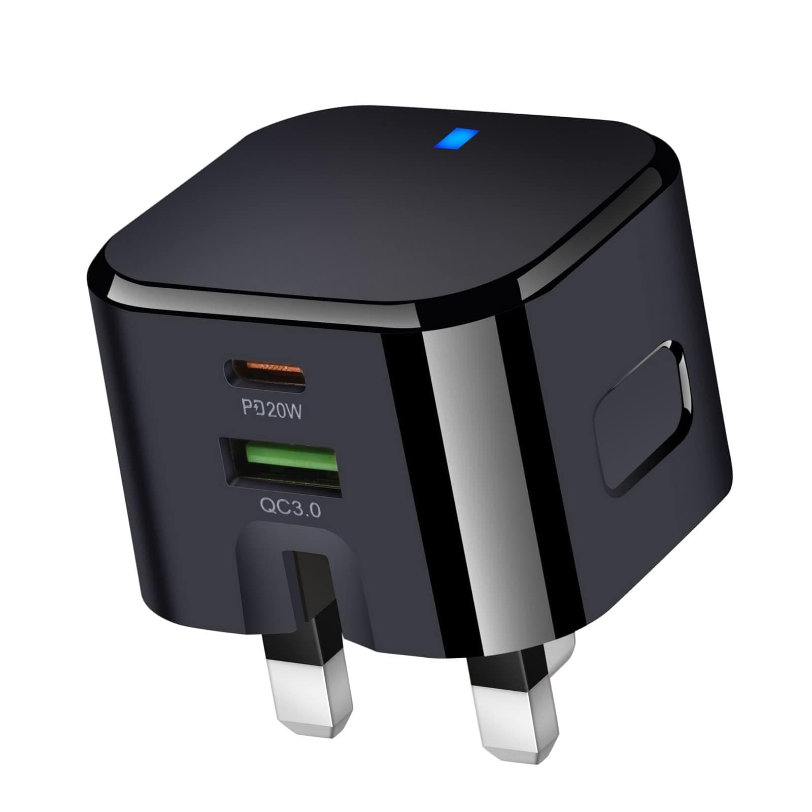 Necomi USB C Charger, ® 20W Fast Charge Wall Plug, 2 Ports PD&QC 3.0 Fast Charger Plug Compatible for iPhone 16 Pro Max/15/14/13/13 Pro 12/12 Pro/12 Pro Max, iPad, Galaxy