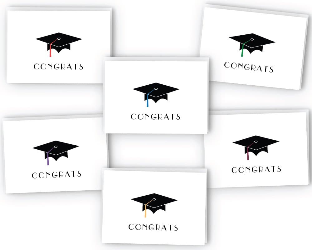 Graduation Cap Congratulations Note Cards - 24 Cards & Envelopes