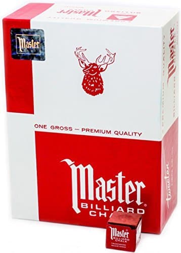Master Billiard/Pool Cue Chalk, Gross Box, 144 Cubes, Red by Master