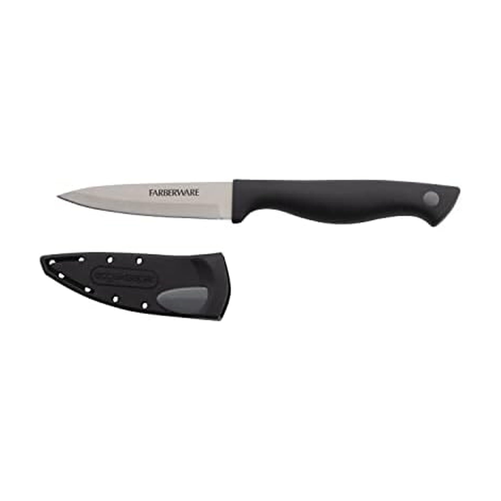 Farberware Edgekeeper 3.5-Inch Paring Knife with Self-Sharpening Blade Cover, High Carbon-Stainless Steel Kitchen Knife with Ergonomic Handle, Razor-Sharp Knife, Black