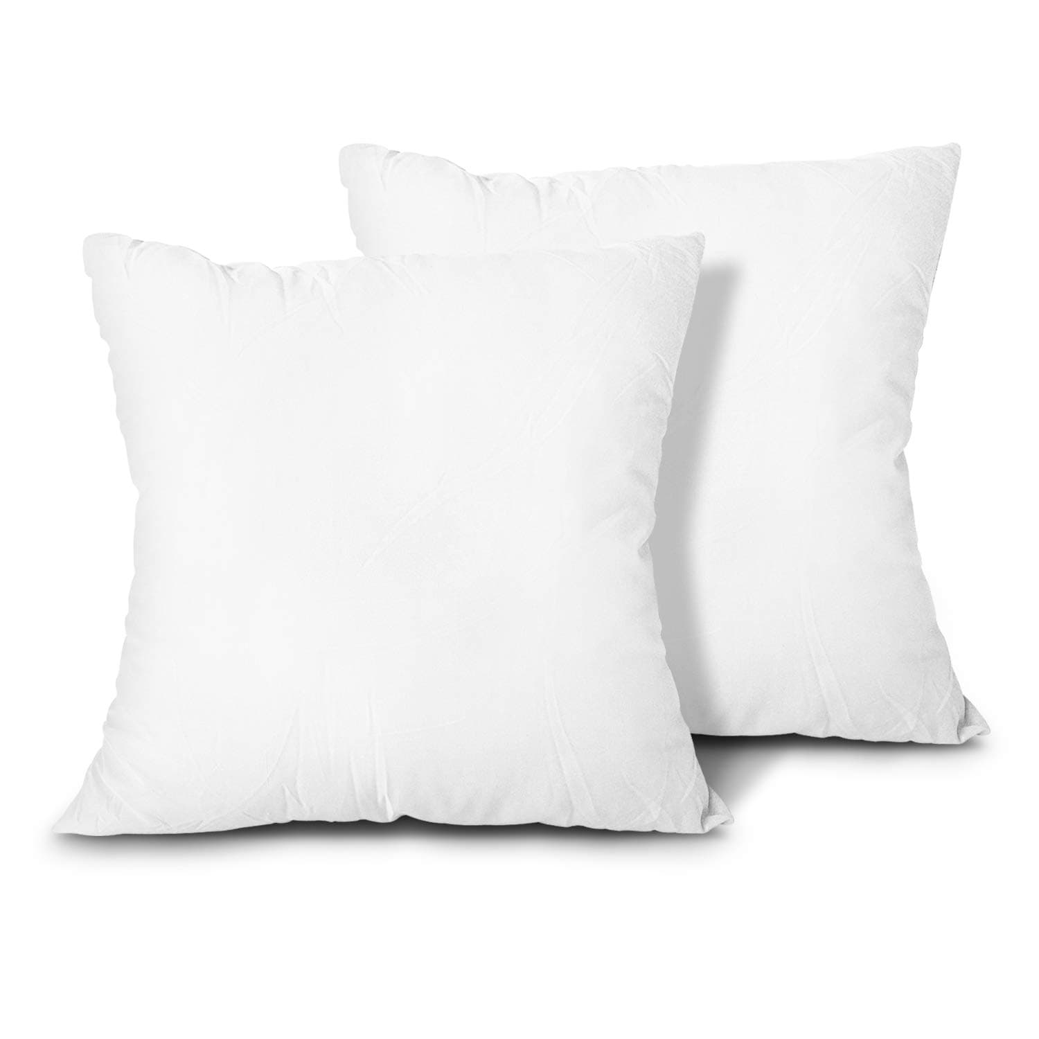 Throw Pillow Inserts, Set of 2 Lightweight Down Alternative Polyester Pillow, Couch Cushion, Sham Stuffer, Machine Washable. (White, 22x22)