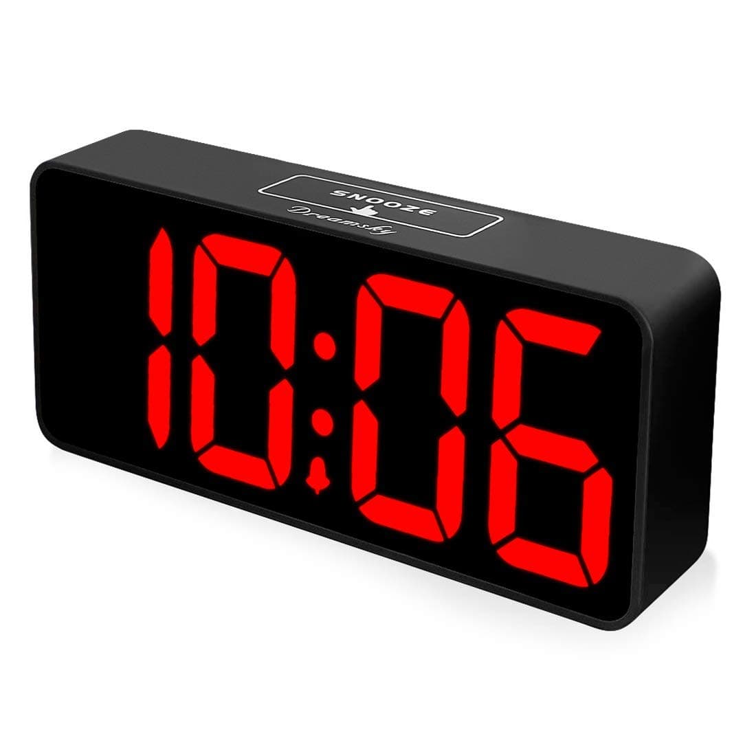 DreamSky Extra Large Digital Alarm Clock with USB Port for Charging, Large Clear Red Digits Display, Loud Alarm, Full Range Brightness Dimmer, 12/24Hr, Simple Operation Bedside Clock, Mains Powered