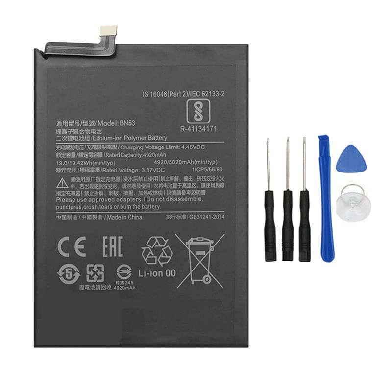 Backupower Replacement BN53 5020mAh Battery Compatible with Xiaomi RedMI Note 9 Pro Max Redmi M2003J6B1I M2003J6B2G Note 9 Pro