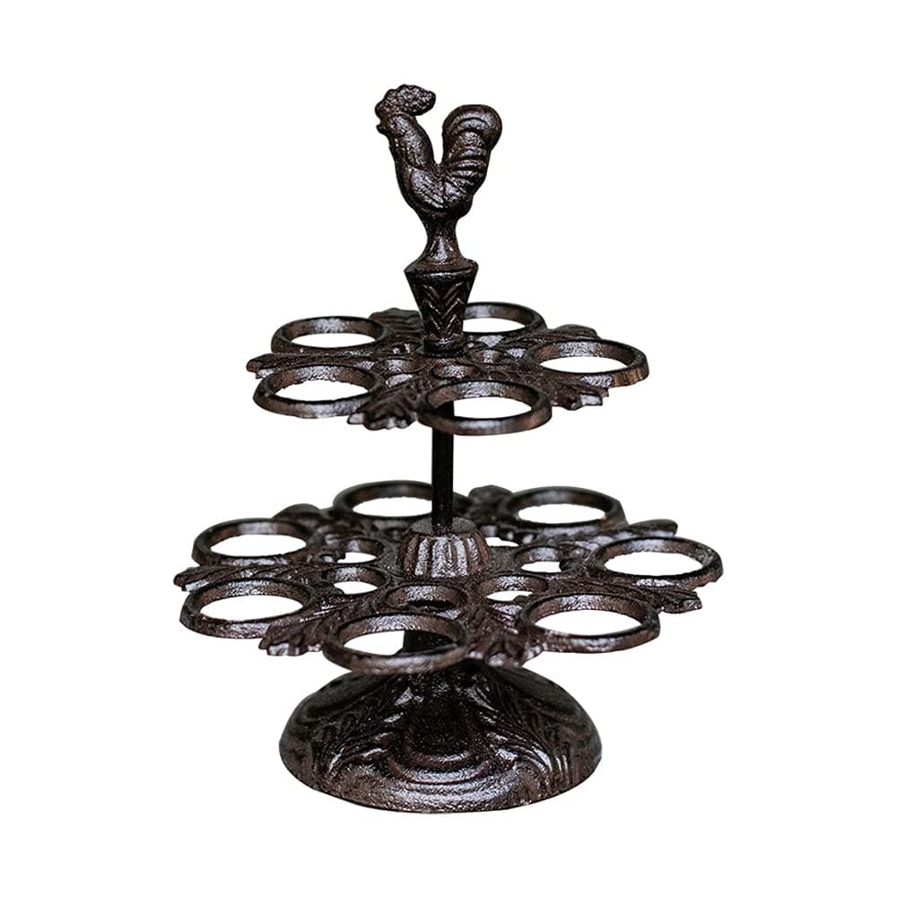 Heavy Duty Cast Iron Eggs Holder Countertop Decor Kitchen Dining Room Organization Egg Stroage Display Rack 12 Eggs Holding Capacity (Color : Brown)